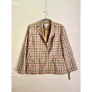 NWT Pendleton  Women's Tan Plaid Virgin Wool Blazer. Size 10.